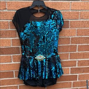 Weissman Sparkling Blue and Black Sequin Mini Dress